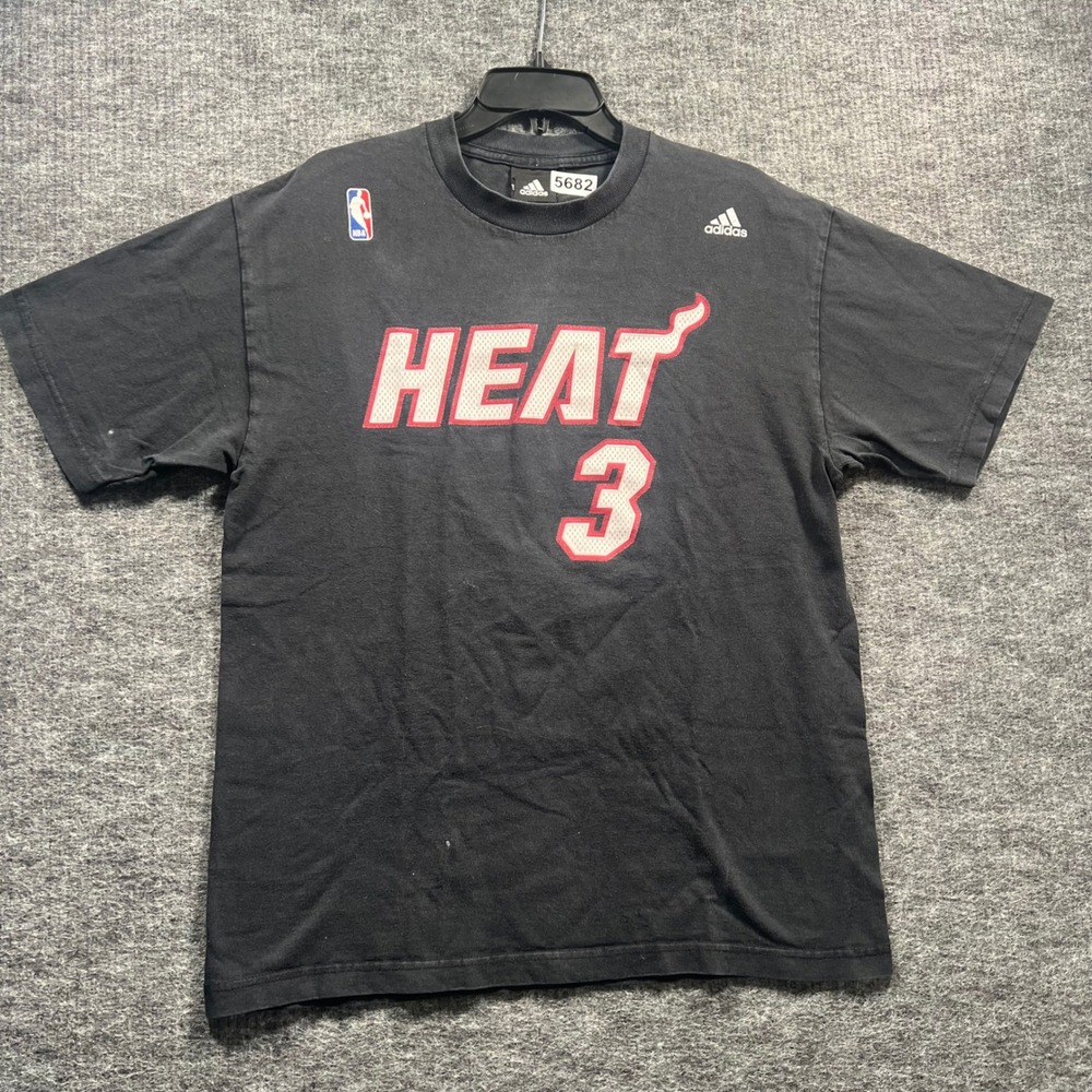 Adidas Miami Heat Dwyane Wade 3 NBA Graphic T-Shirt Mens Black Large